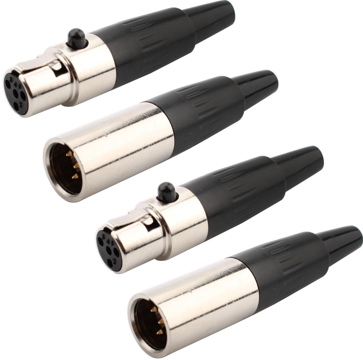 Solder connectors XLR 4 pin mini jacks - 4 pack - premium zinklegering - duurzame geluidsverbinding - ShopVlot