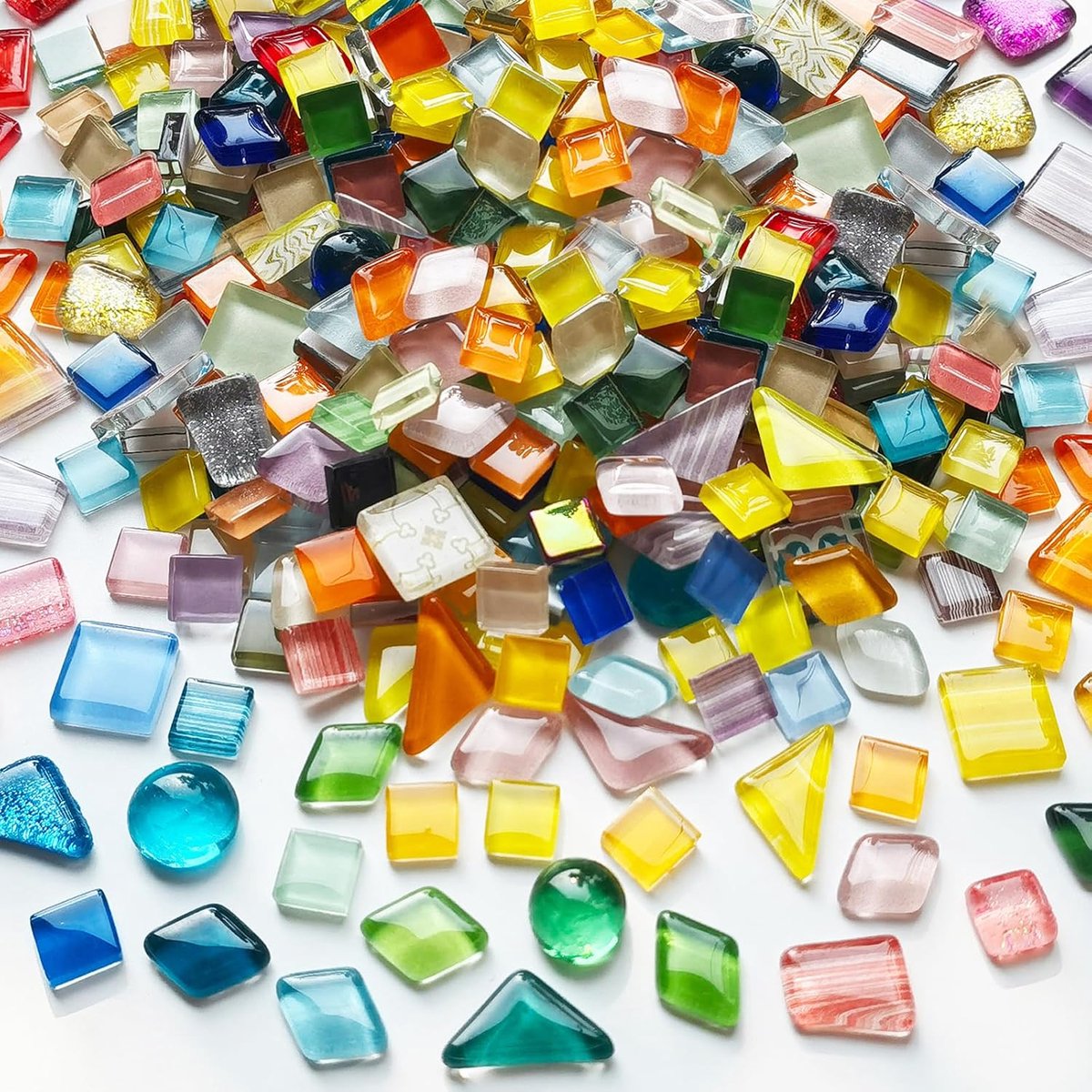 Mosaic stenen 1000 g - kleurrijke polygonen - glasmozaïek - perfect voor DIY creaties - ShopVlot