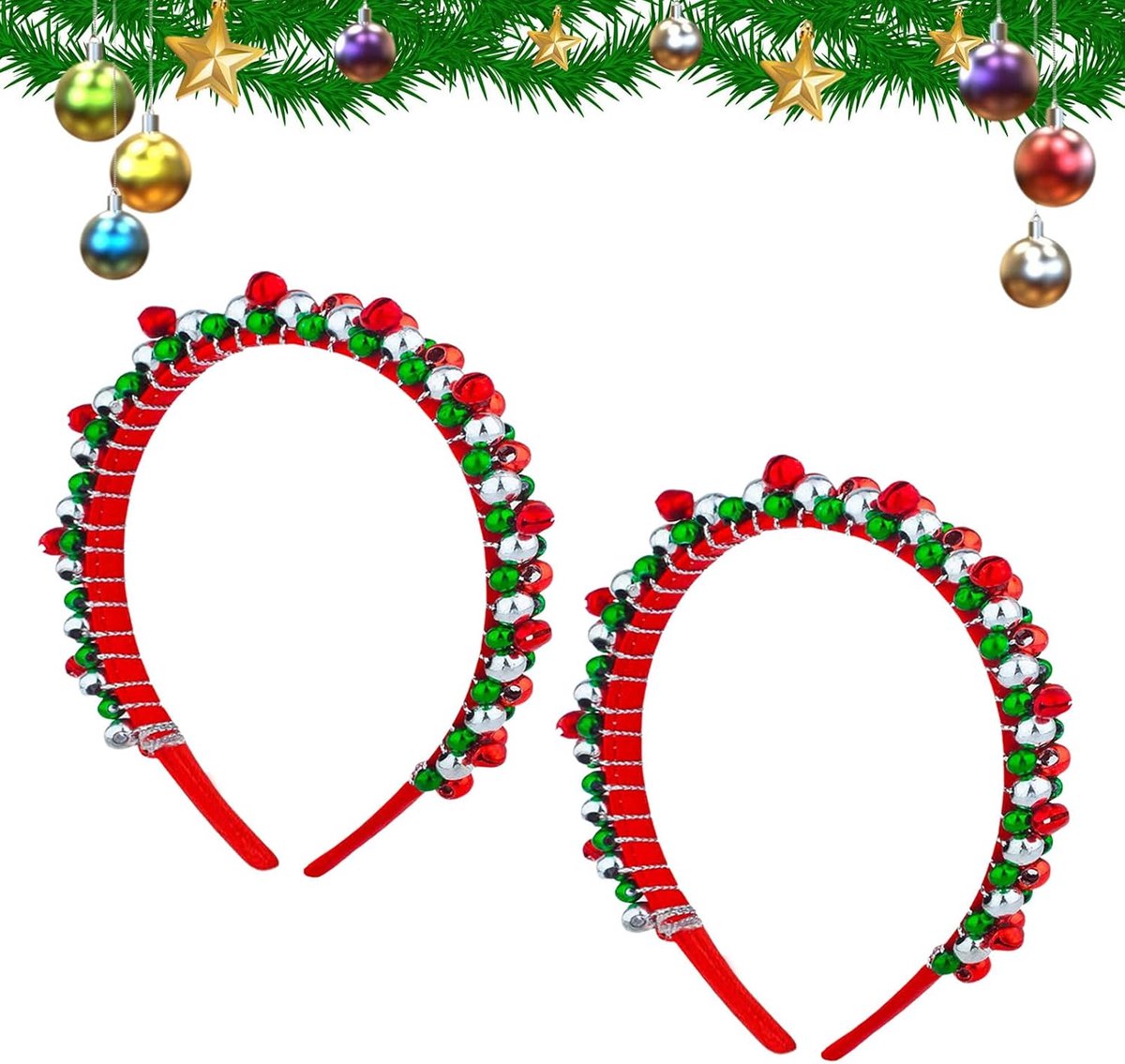 Kersthoofdbanden 2 Stuks - Hoogwaardige Stof - Lichtgewicht en Duurzaam - Perfect voor Feestelijke Outfits - ShopVlot