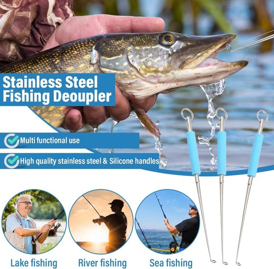 3pcs Fish Hook Remover, Stainless Steel Fishing Hooks, Quick Hook Remover with Storage Tube, Portable Fishing Tool - ShopVlot — afbeelding 4