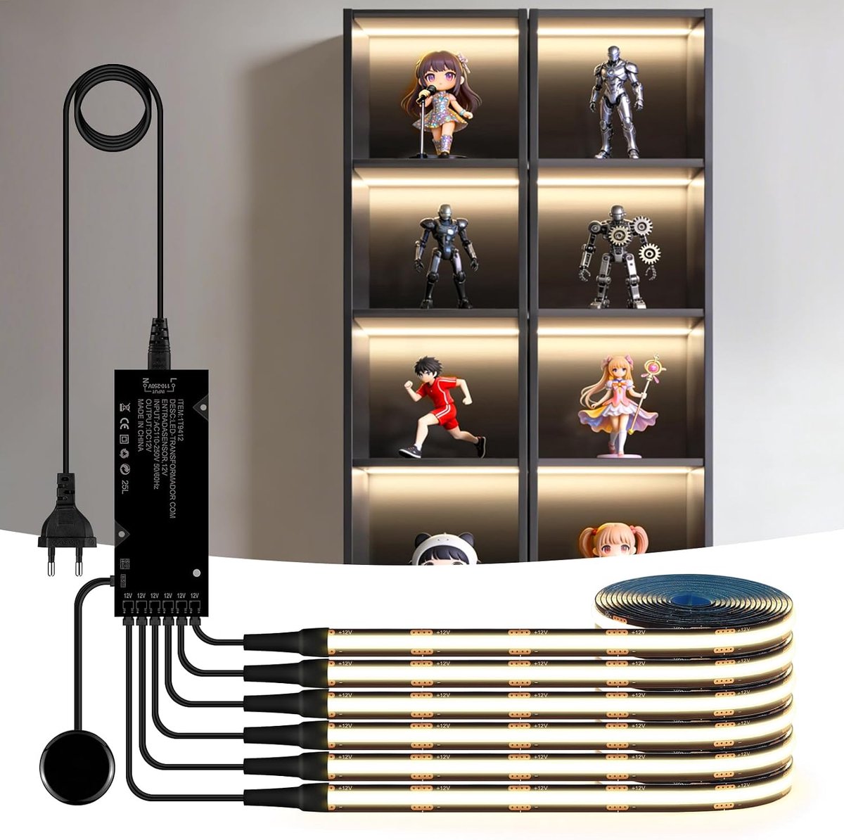 COB LED Strip,6 Rolls Cabinet Lights with Touch Control and Hand Veep,Dimmer Switching,12V,Cuttable,COB LED Strip for - ShopVlot