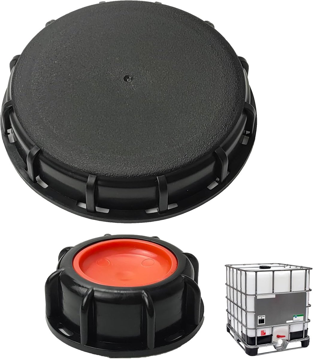 IBC Tank Cover Set, IBC Lid 162 mm Tank Cover + IBC Container Lid S60 x 6 with Hood, Removable Coarse Thread Valve - ShopVlot
