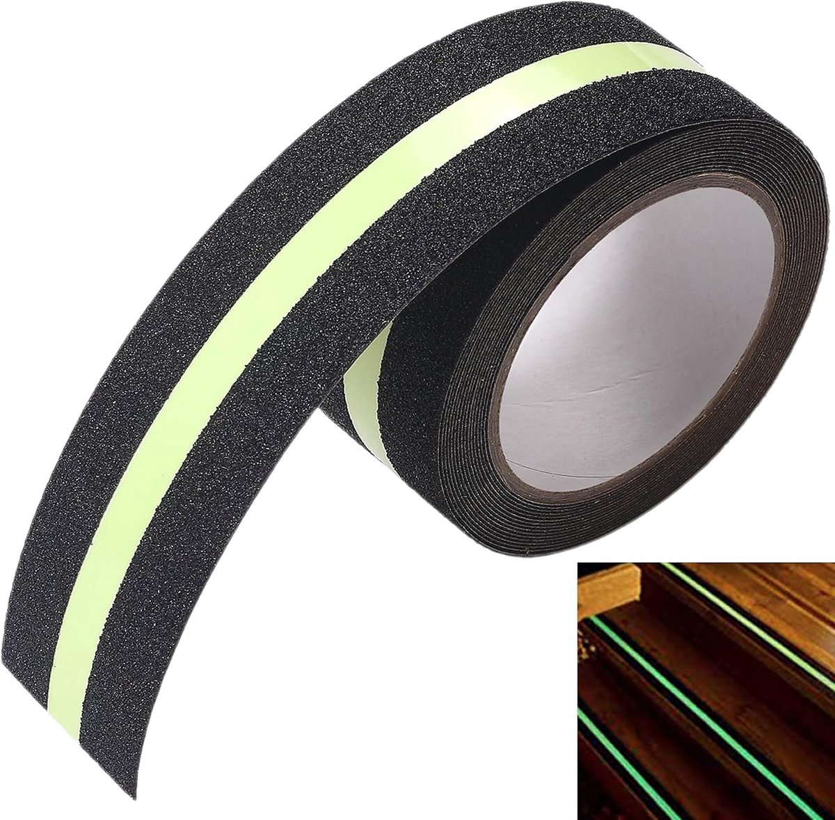 Stair mats, non-slip, self-adhesive strip, 1 roll, black, with night light function, non-slip stair mats, non-slip mat - ShopVlot