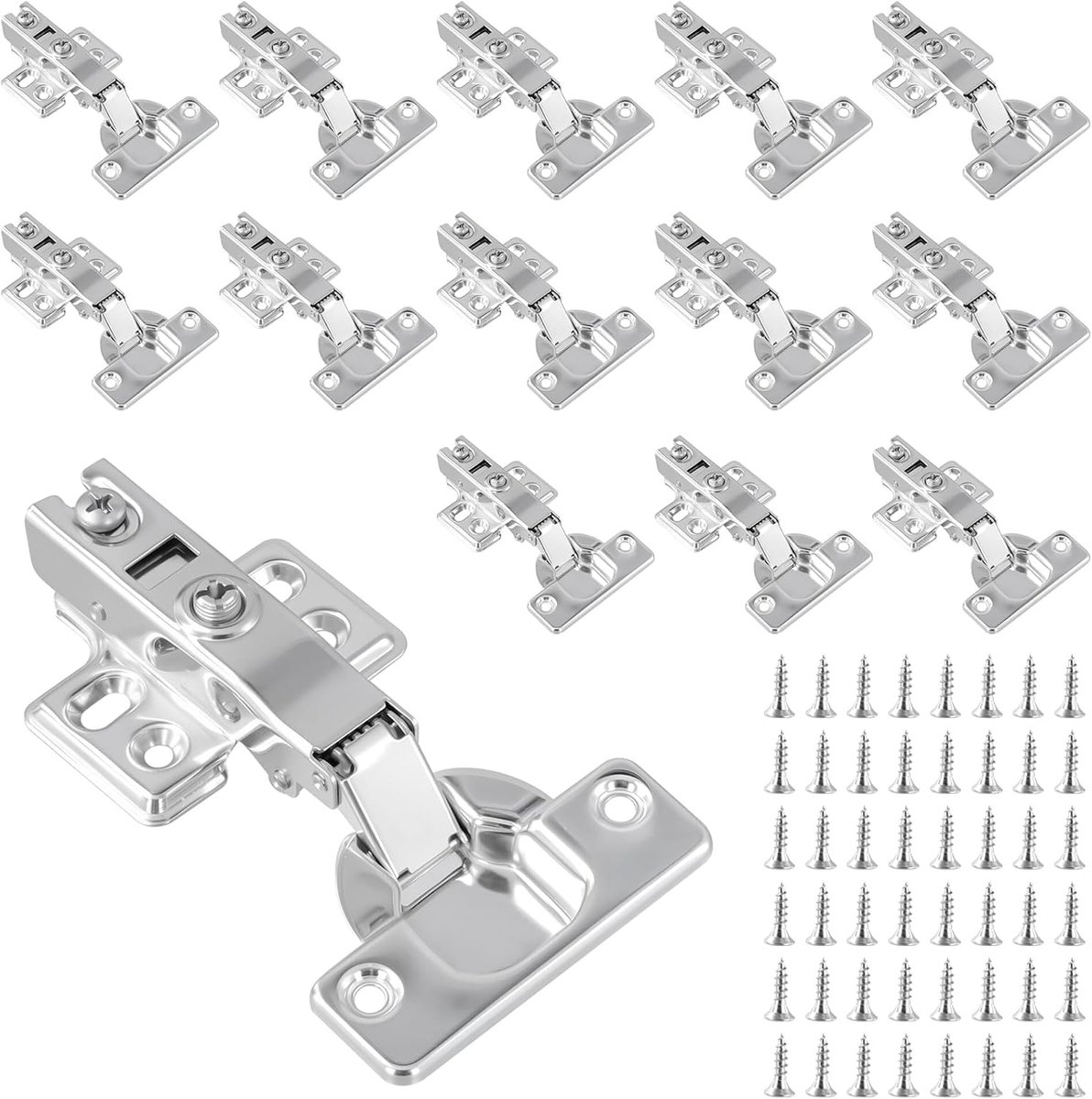 14 Pcs Cabinet Hinges,110 Degree Soft Close Cabinet Hinges,Pot Hinges,Cabinet Door Hinges,Furniture Hinges with Screws - ShopVlot