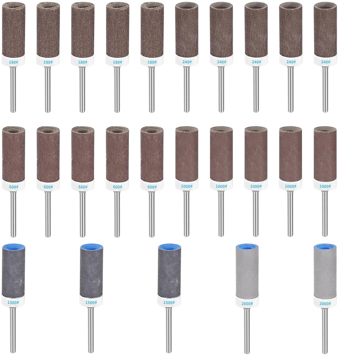 25 Pcs Sanding Drums for Dremel Rotation Tools, Sandpaper Drum for Grinding and Polishing Accessories, Grit - ShopVlot