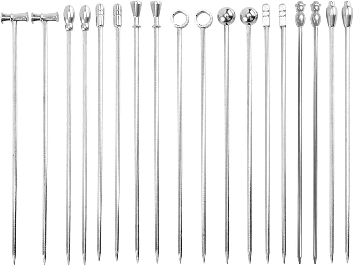 18PCS Cocktail Picks Martini Olive Skewers Metal Drinks Skewers Garnish Sticks Reusable Drink Decorations Accessories - ShopVlot