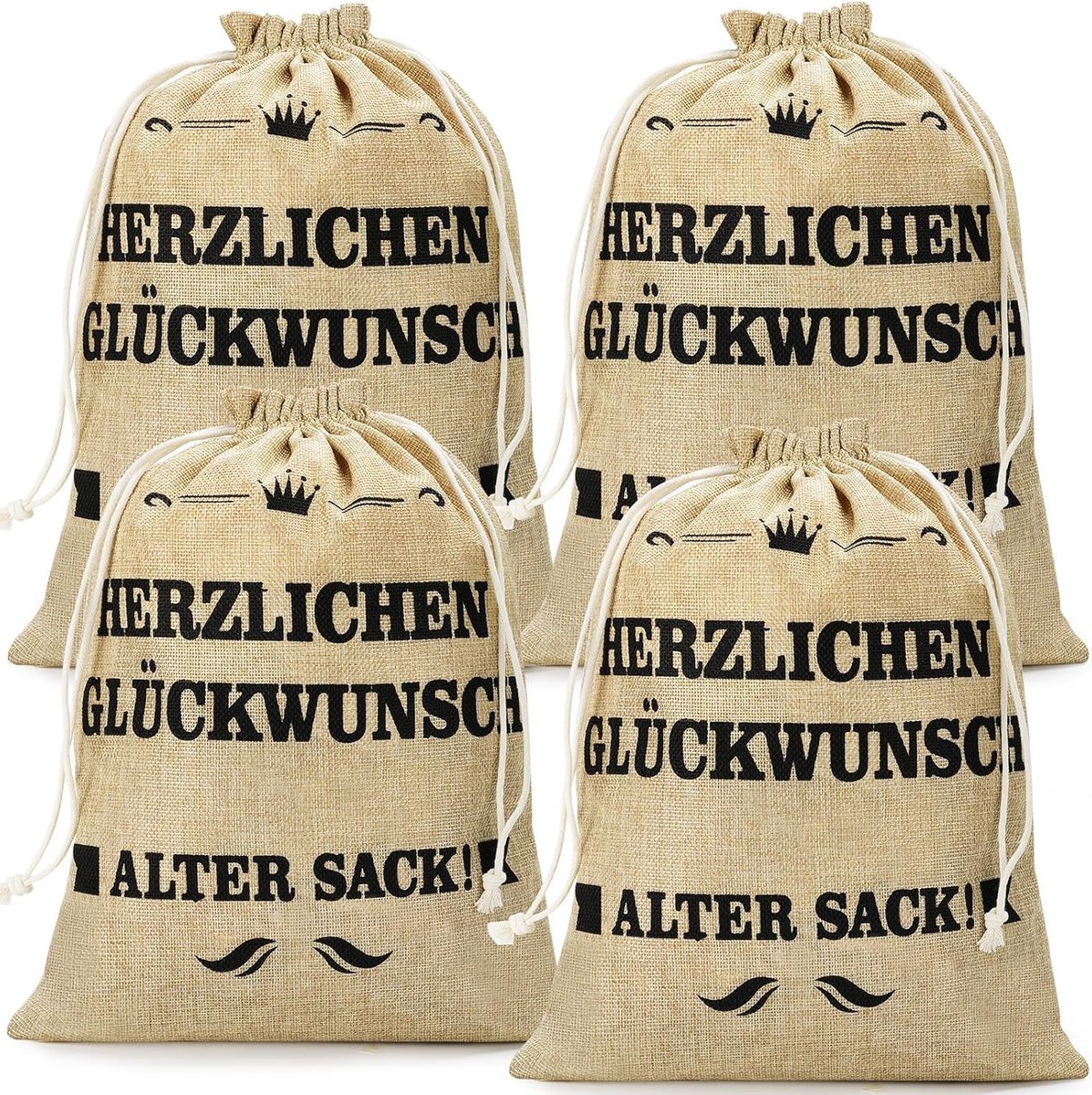 4 stuks geschenkzakjes, afscheidscadeau, voor collega's, grappige cadeaus voor mannen, jute zak, geschenkverpakking - ShopVlot