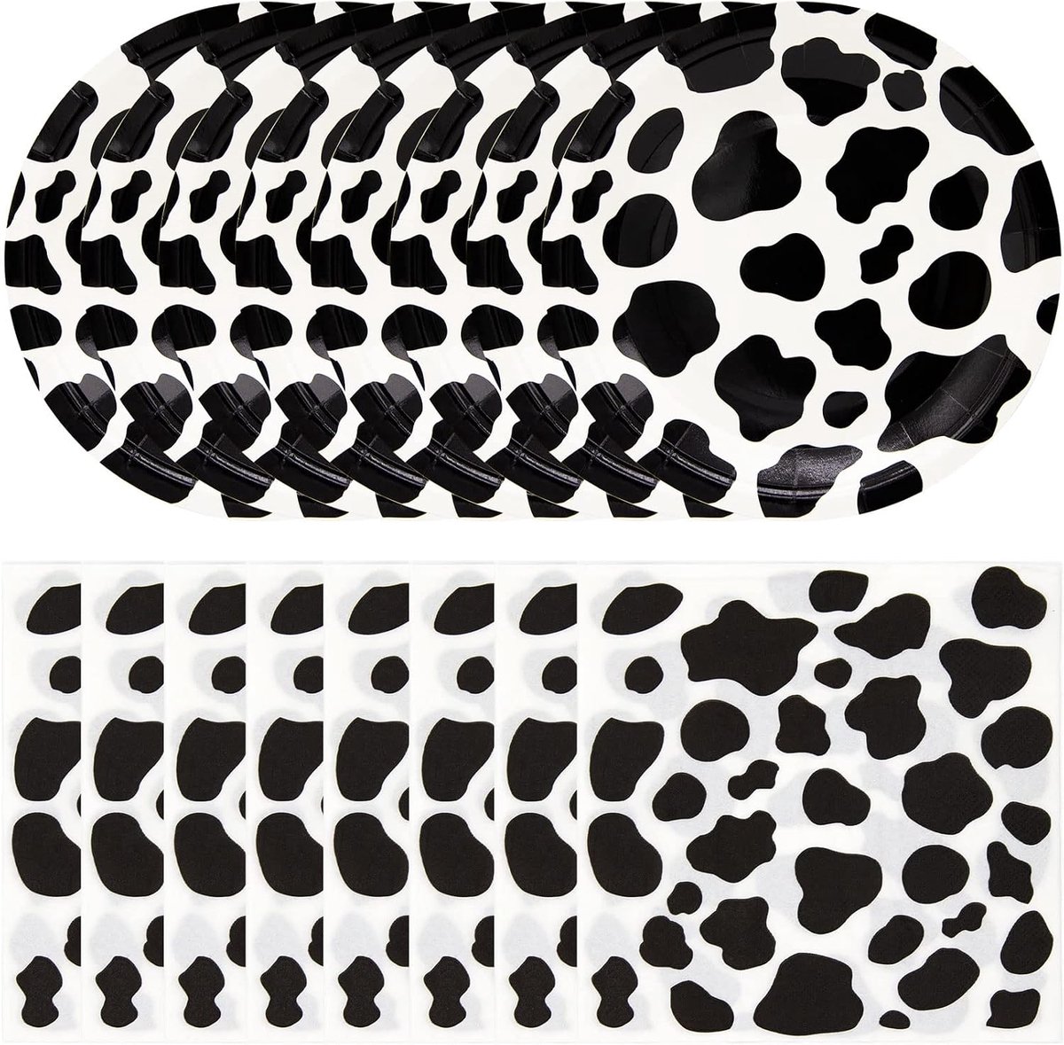 LhyBtm Cow Print Party Supplies Set Includes 20 Plates and 20 Napkins, Perfect for Birthday Baby Shower Barnyard - ShopVlot