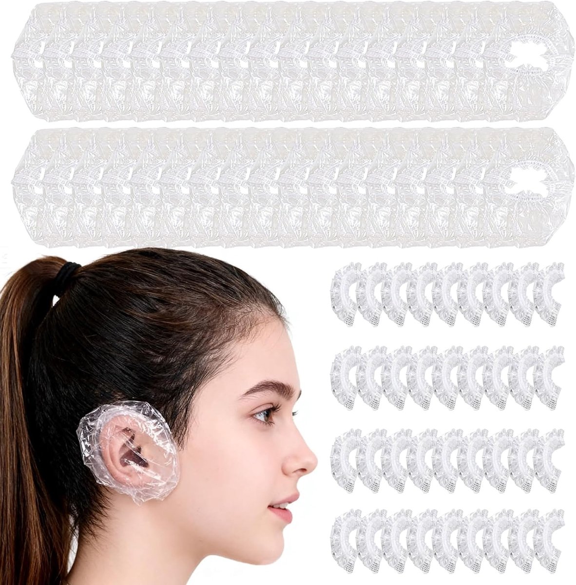 300pcs Disposable Ear Covers for Shower Waterproof Earmuffs for Adults Ear Cover for Hair Dye Plastic Earmuffs for - ShopVlot