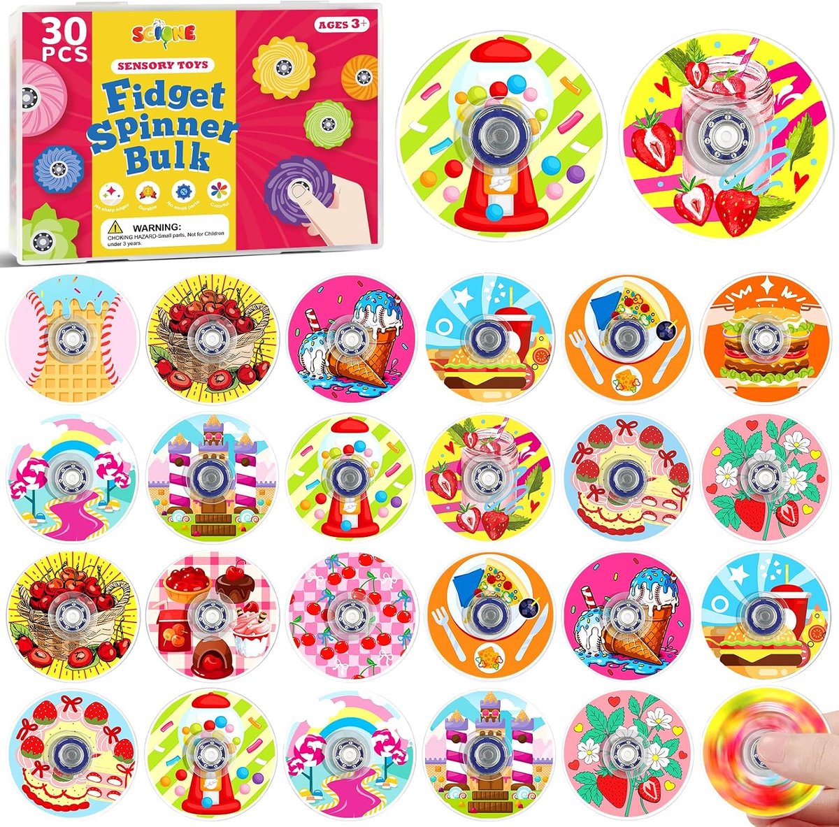 SCIONE 30 Pz Mini Fidget Spinner Dessert Speelgoed Uitdeelcadeautjes - ShopVlot