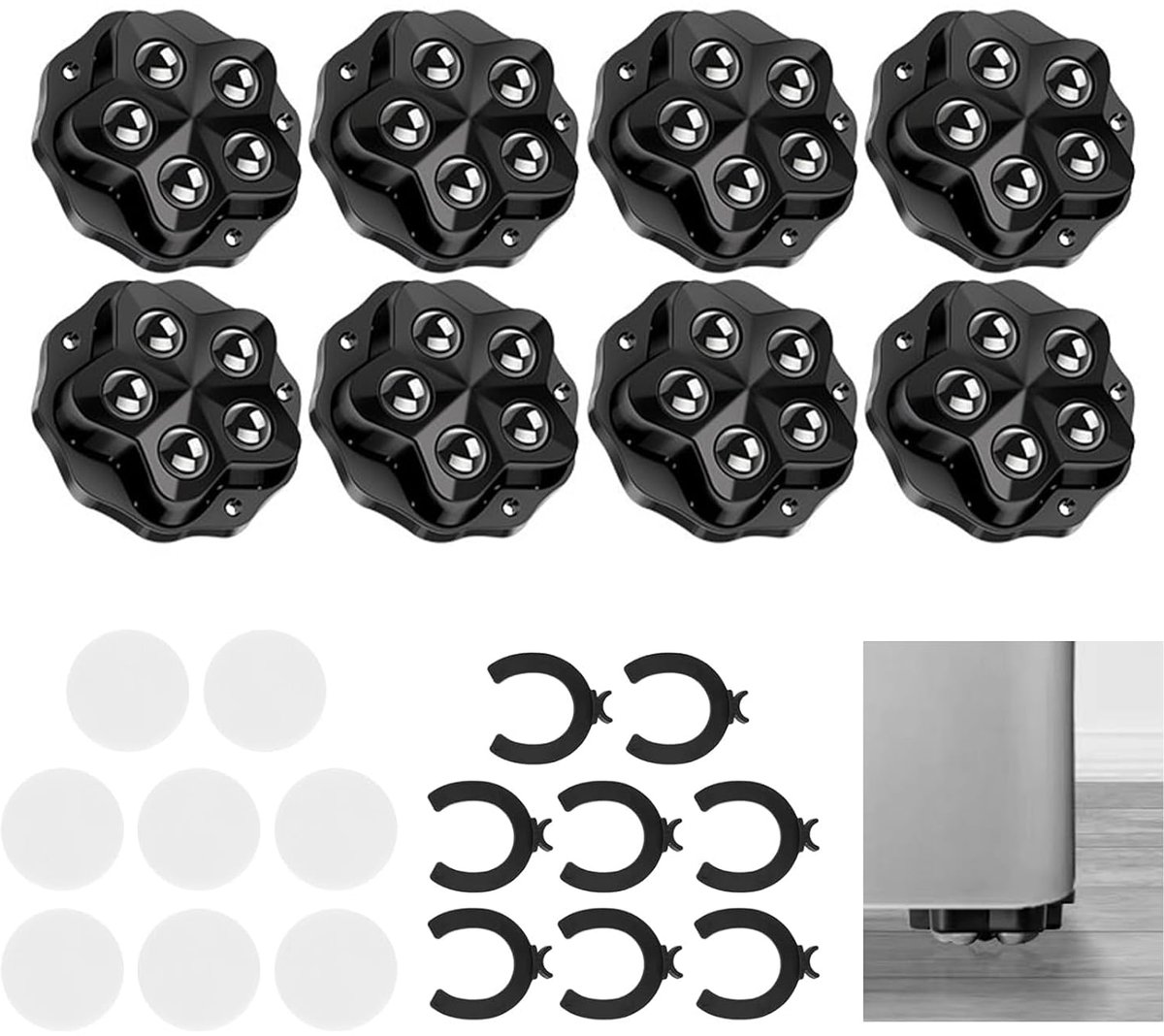 Mini Furniture Castors 8 Pack Powerful 360° Rotation Holder 150 kg Swivel Casters for Moving Heavy Furniture Without - ShopVlot