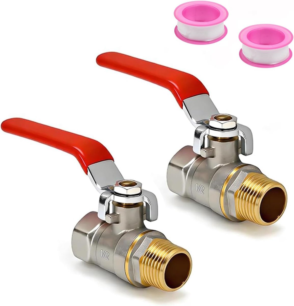 2 stuks kogelkraan 1/2 inch messing afsluitventiel messing AG/IG PN25 DN15 met hendelgreep volledige doorgang met - ShopVlot