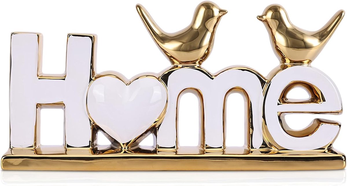 LCCCK Home Sign standbeeld en gouden liefdesvogels beeldjes, moderne dieren woondecoratie Knick Knack, keramische - ShopVlot