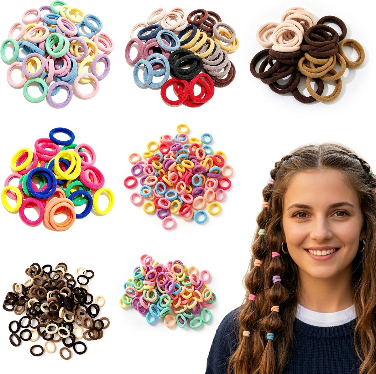 500 Pieces Elastic Hair Bobbles, Mini Hair Bows in Mixed Colors, Seamless Soft PVC Hair Bows for Women Women - ShopVlot