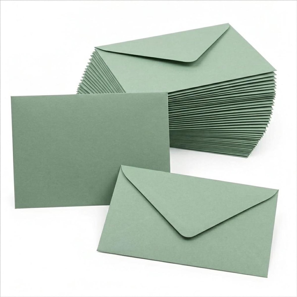 Solidchoice - Set van 50 Eucalyptus Groene Enveloppen voor Uitnodigingen