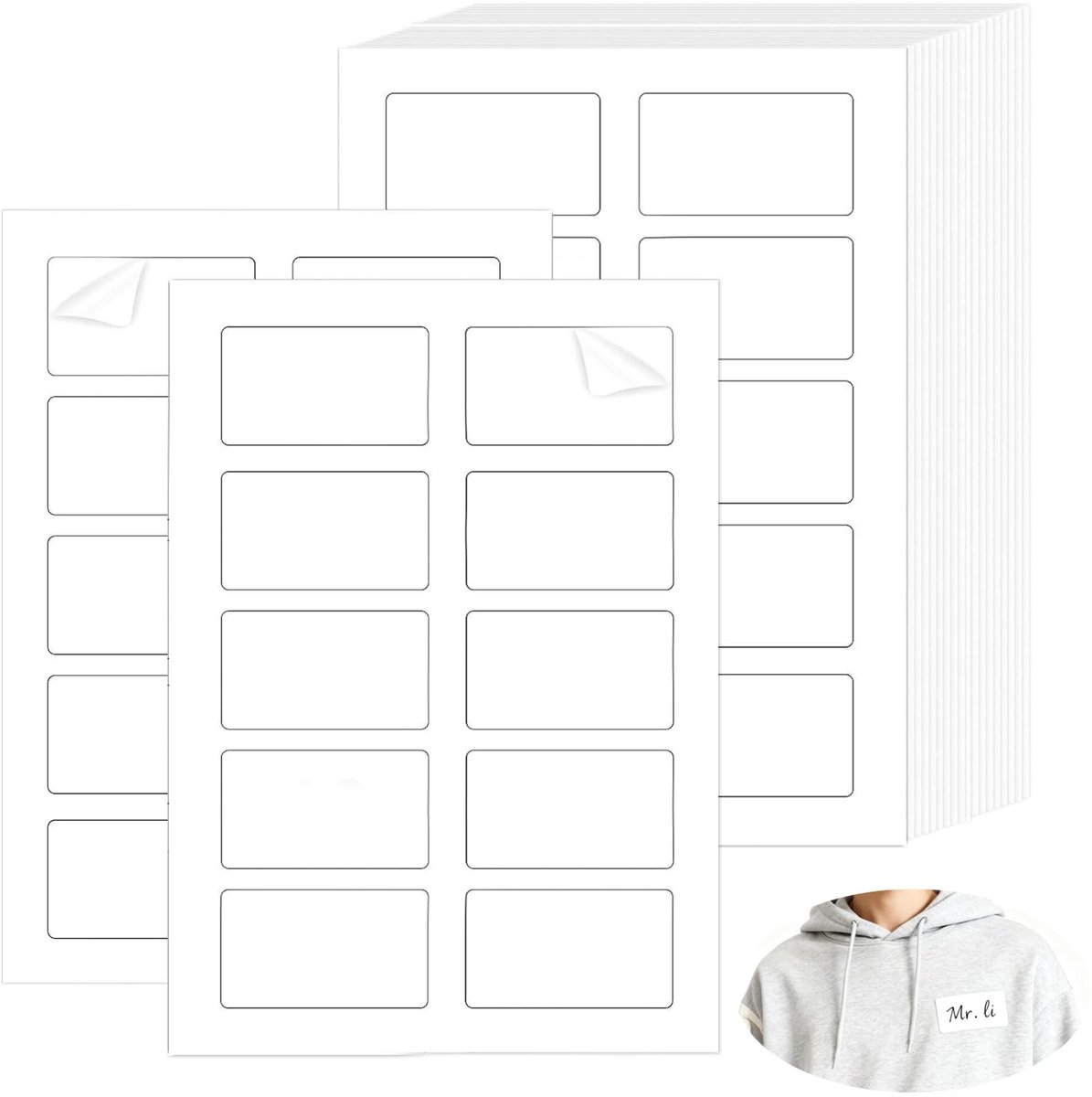 Solidchoice - 200 Zelfklevende Naamlabels A4 voor Kleding en Meer