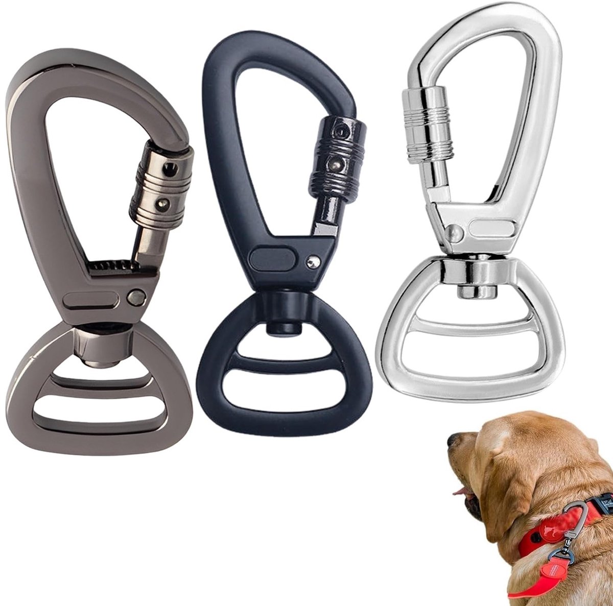 Solidchoice - Set van 3 Draaibare Carabiners voor Outdoor Activiteiten