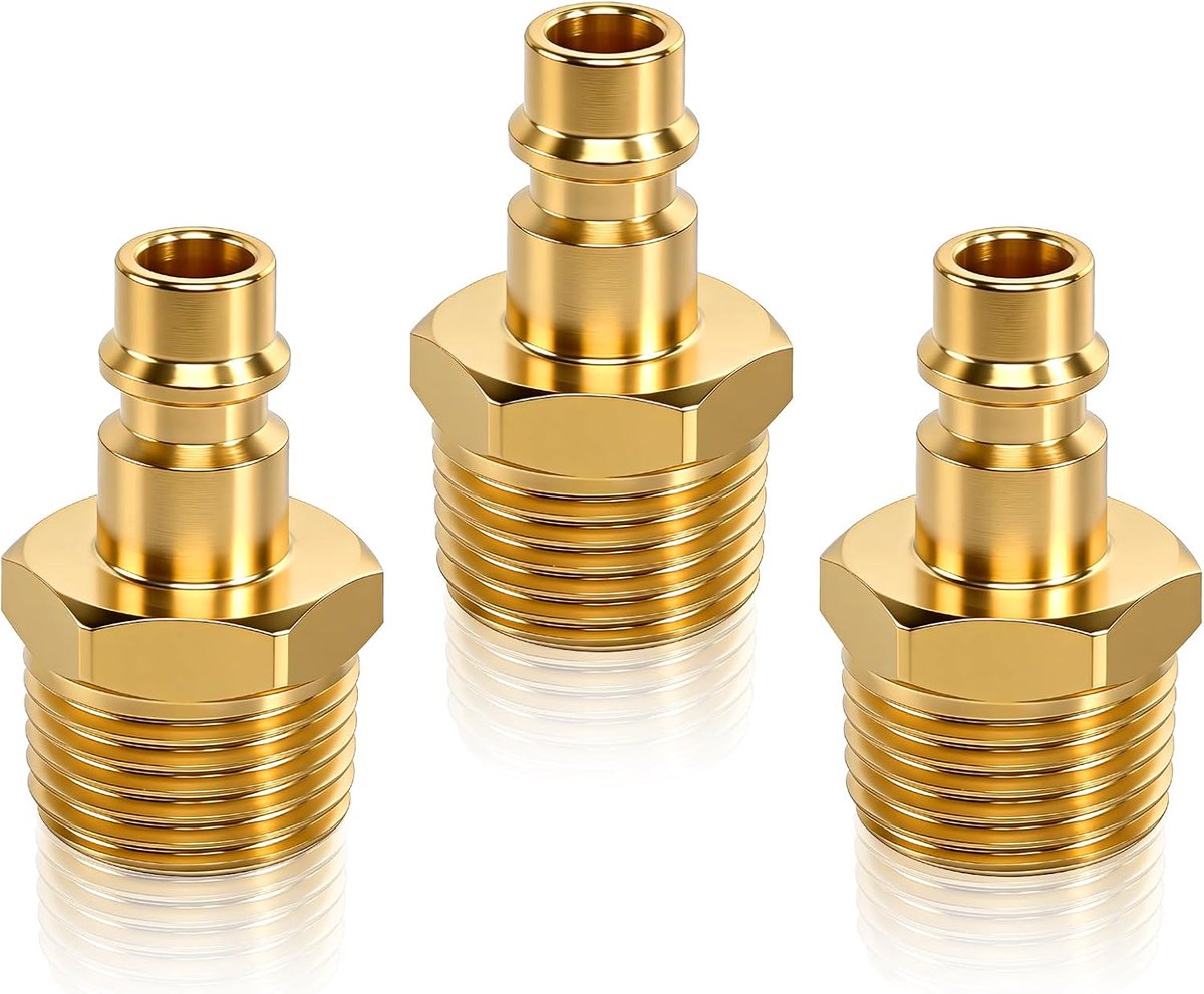 Compressed air koppeling 1/2 inch - messing - 3 stuks - uitstekende drukbestendigheid - ShopVlot