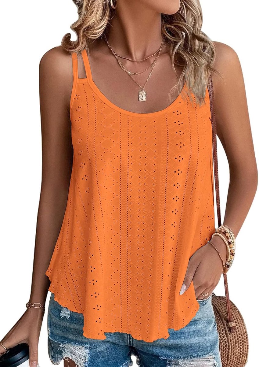 Tanktop dames - spaghetti bandjes - ademend katoen - ideaal voor de zomer - ShopVlot