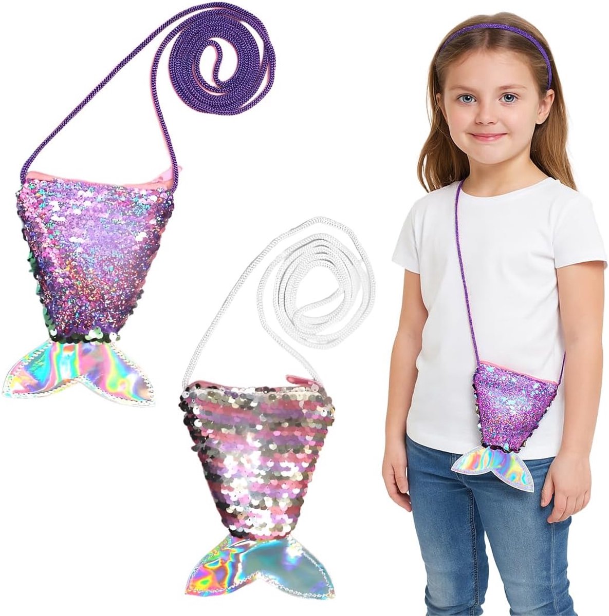 Handtas voor meisjes - 2 x zeemeermin tas - glinsterende pailletten - perfecte dans tas - ShopVlot