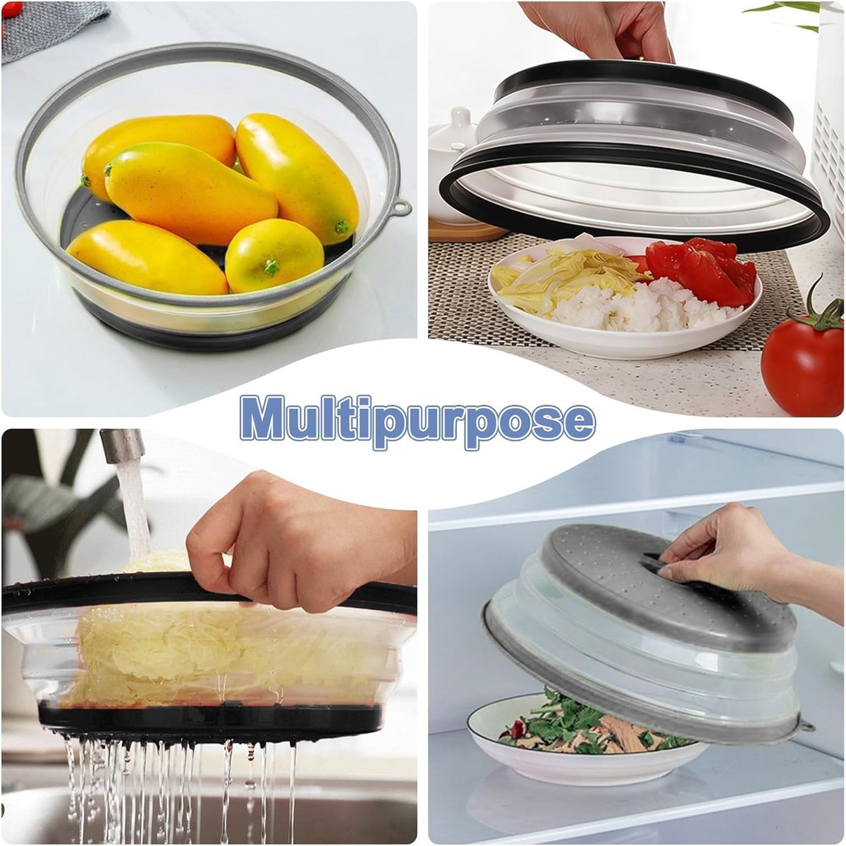 Magnetron Deksel Vouwbaar - Set van 2 - Spatbescherming met 2 Haken - Geschikt voor Fruit en Groenten - ShopVlot
