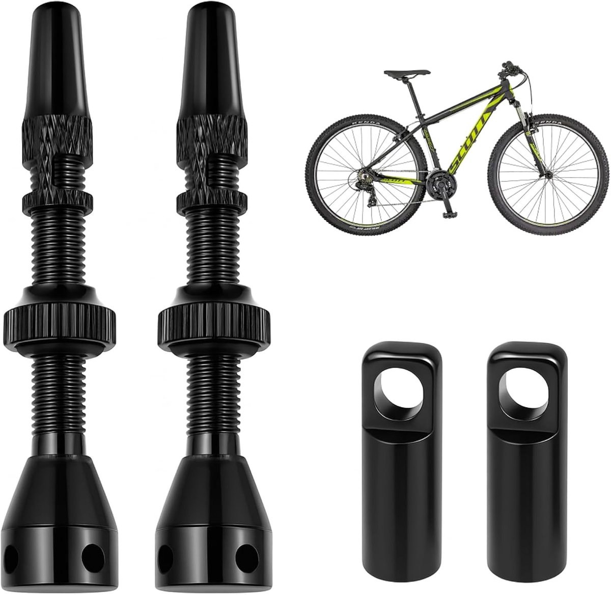 Tubeless ventiel set 44 mm - lichtgewicht aluminium - met verwijderbare ventielinzet - ShopVlot