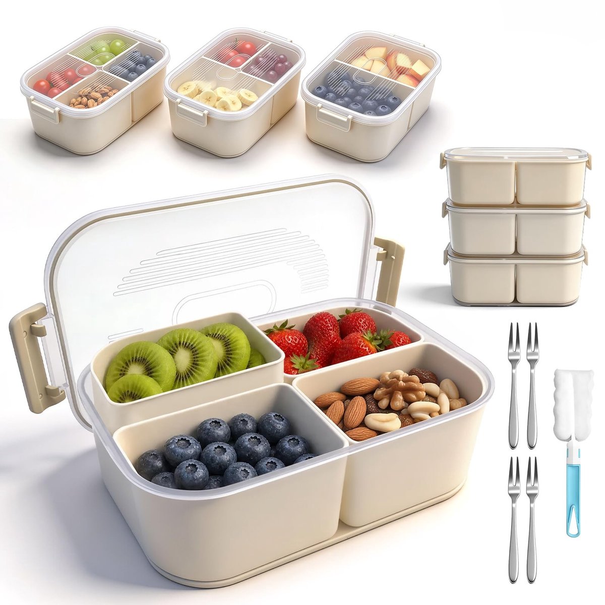 Solidchoice - Snackbox met 6 Compartimenten voor Snacks en Sauzen