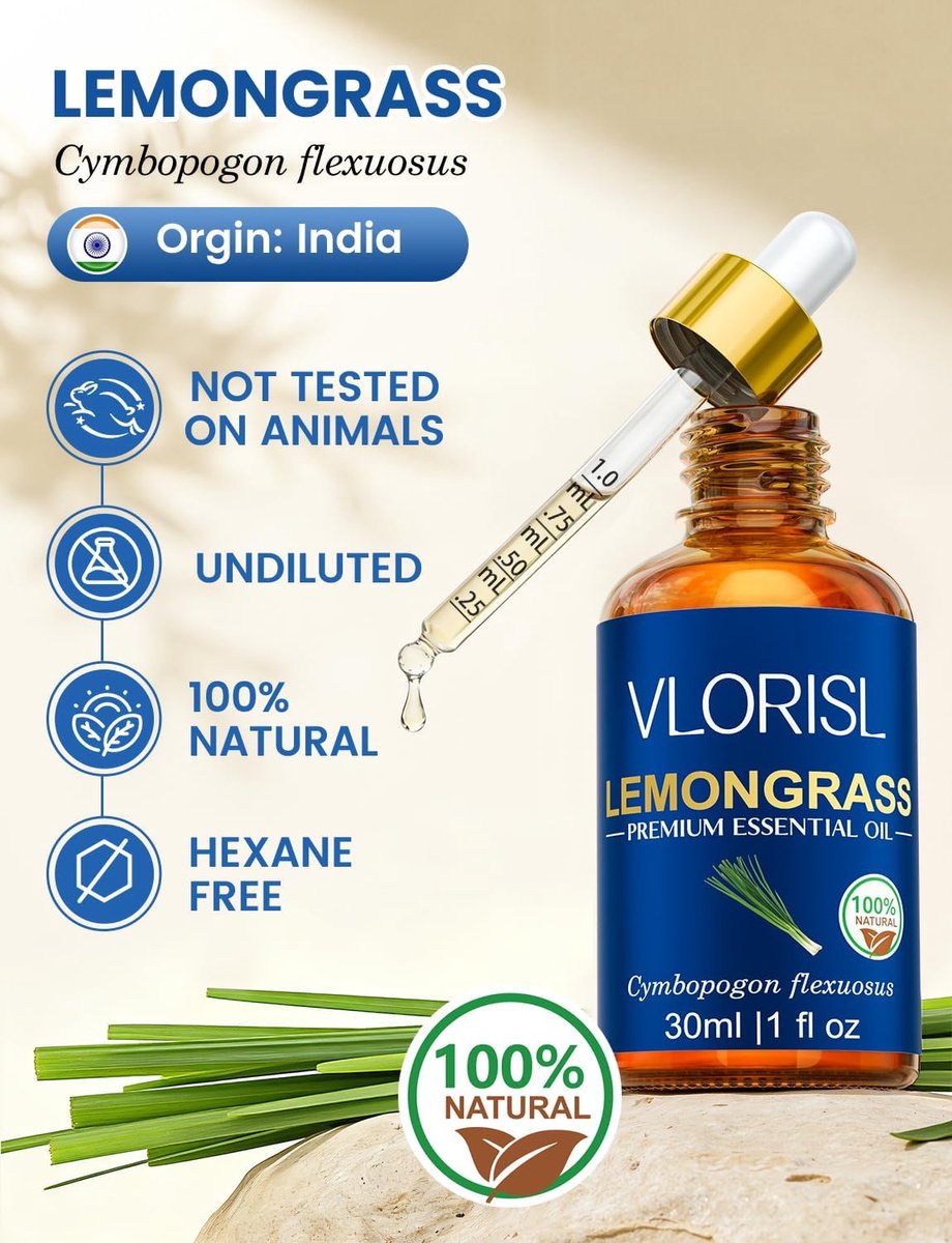 Citroengras etherische olie 30 ml - actieve kruidige citrusgeur - geschikt voor diffuser - verfrissing voor werkruimte - ShopVlot