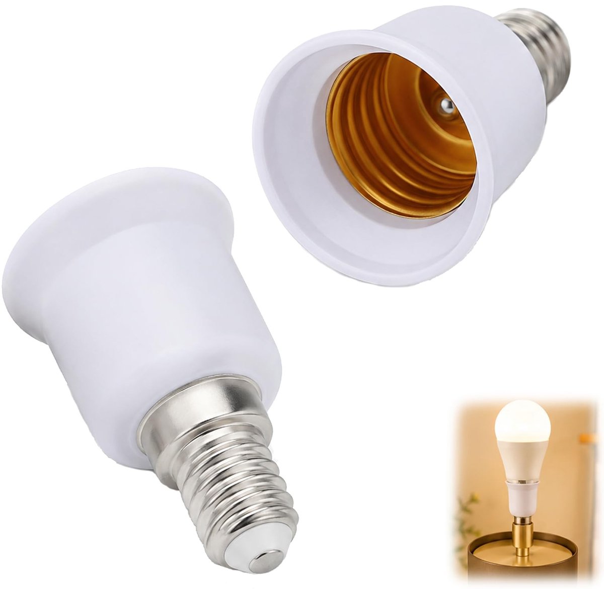 Solidchoice - E14 naar E27 Lampadapter Set van 2