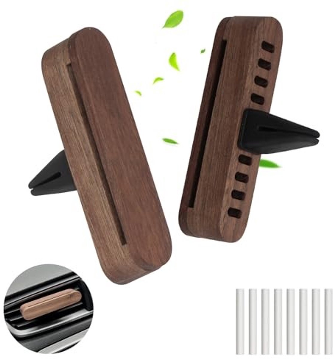 Solidchoice - Set van 2 Auto Diffusers van Walnoot Hout
