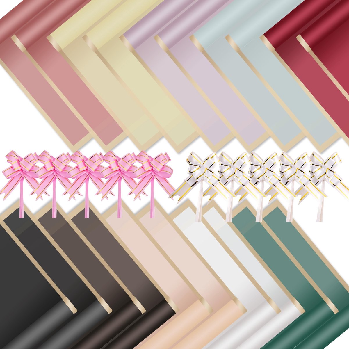 Solidchoice - Set van 20 Vellen Waterdicht Bloemen Cadeaupapier met 20 Strikken