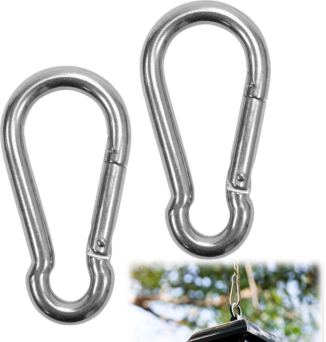 Solidchoice - Set van 2 Grote Carabiner Haken van Hoogwaardige Staal