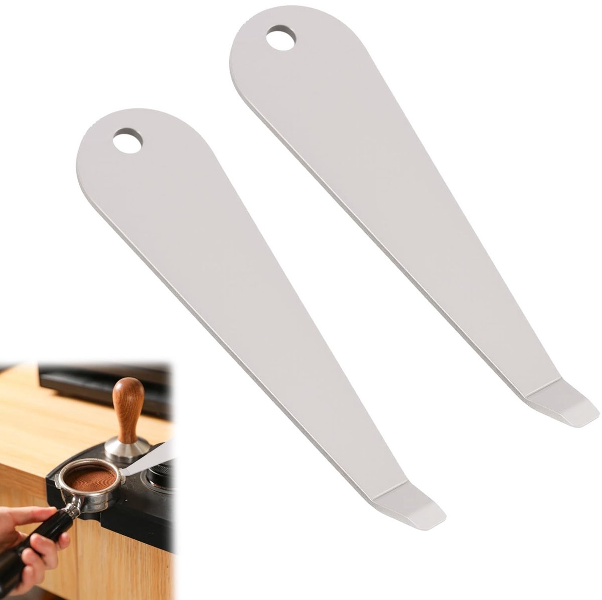 Solidchoice - Roestvrijstalen Koffiezeefhouder met Hefboomfunctie (2 Stuks)