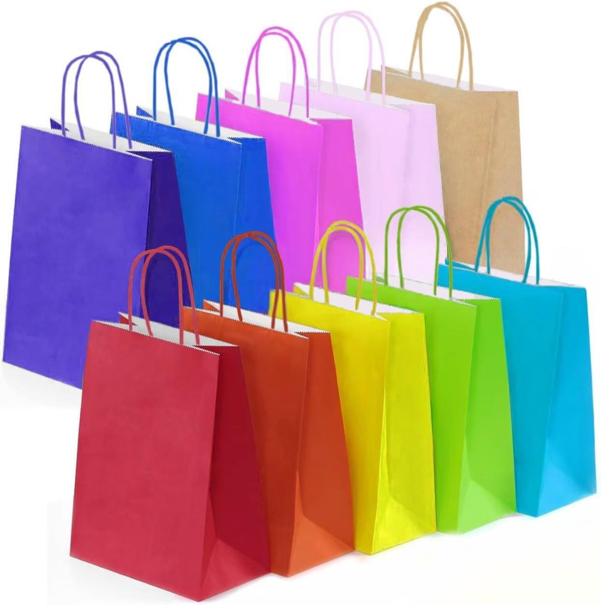 Papieren feestzakjes 30 stuks - gekleurde cadeauzakjes - 15 x 8 x 21 cm - perfect voor kinderfeesten - ShopVlot