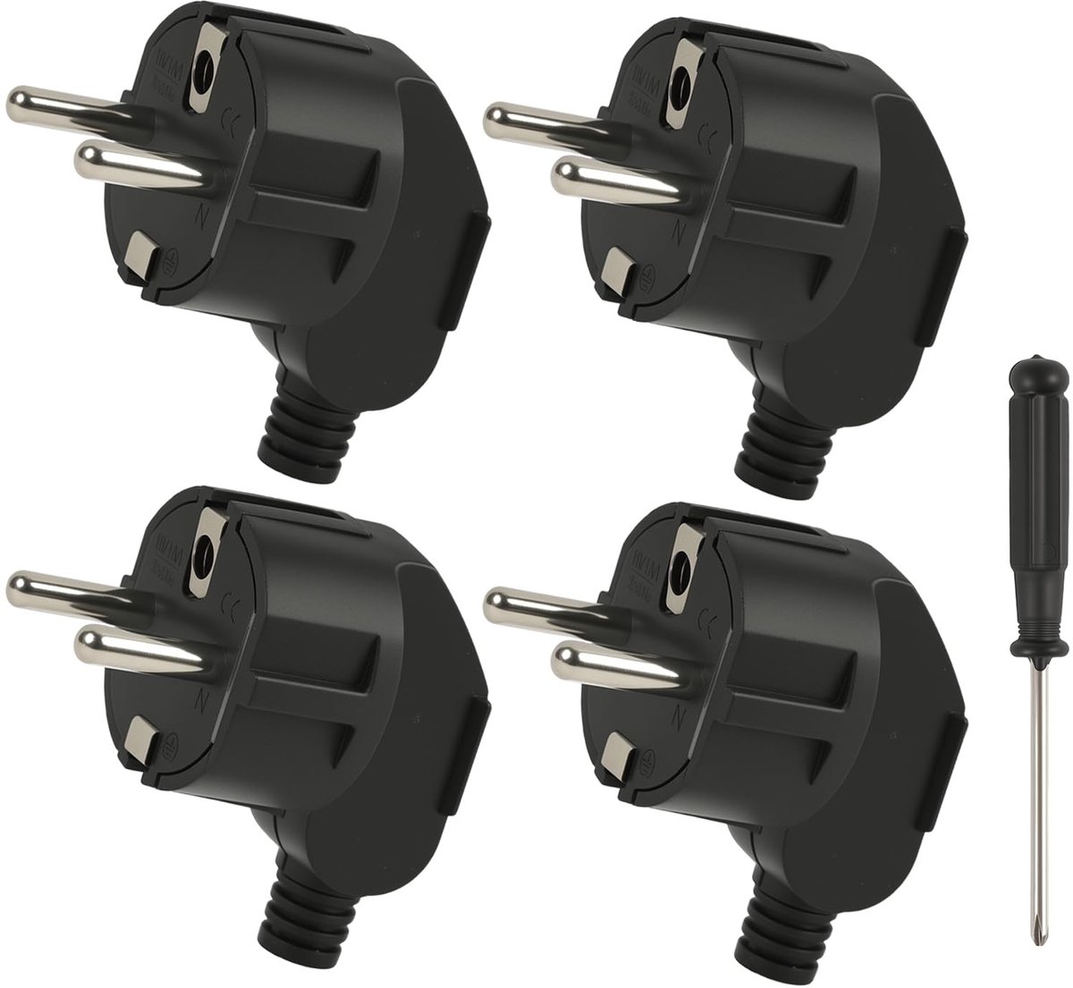 Solidchoice - Set van 4 Schuko Stekkers met IP44 Bescherming