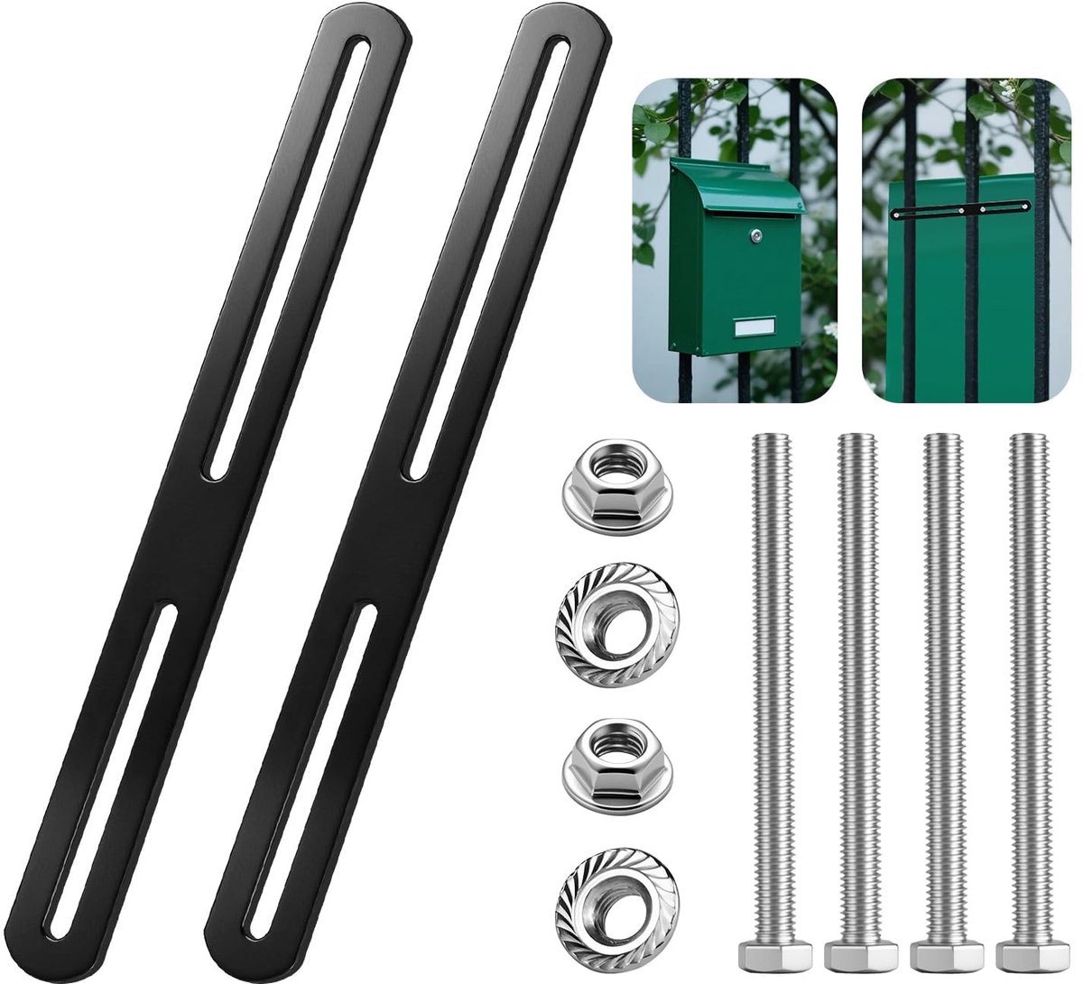 Solidchoice - Montage Set voor Fence Mailbox 275 x 24 mm Zwart