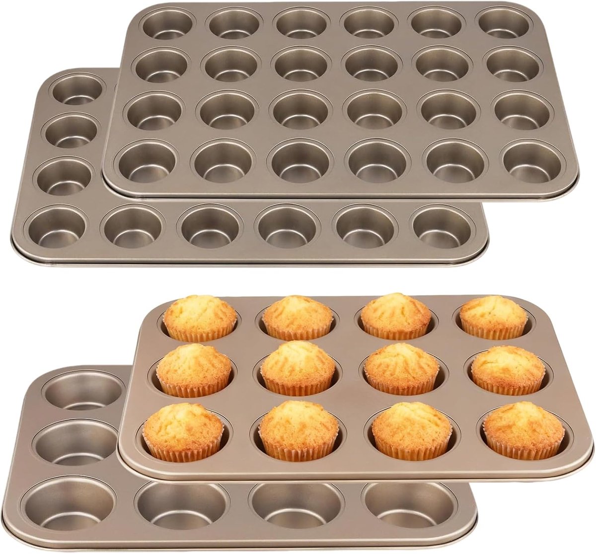 Muffin bakvorm set 4 stuks - carbon staal - anti-aanbaklaag - perfect voor muffins en cupcakes - ShopVlot