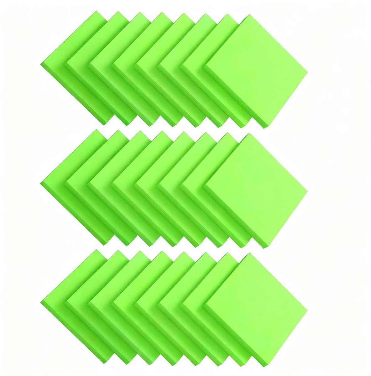 Solidchoice - Set van 24 Zelfklevende Notitieblaadjes 76mm x 76mm Neongroen