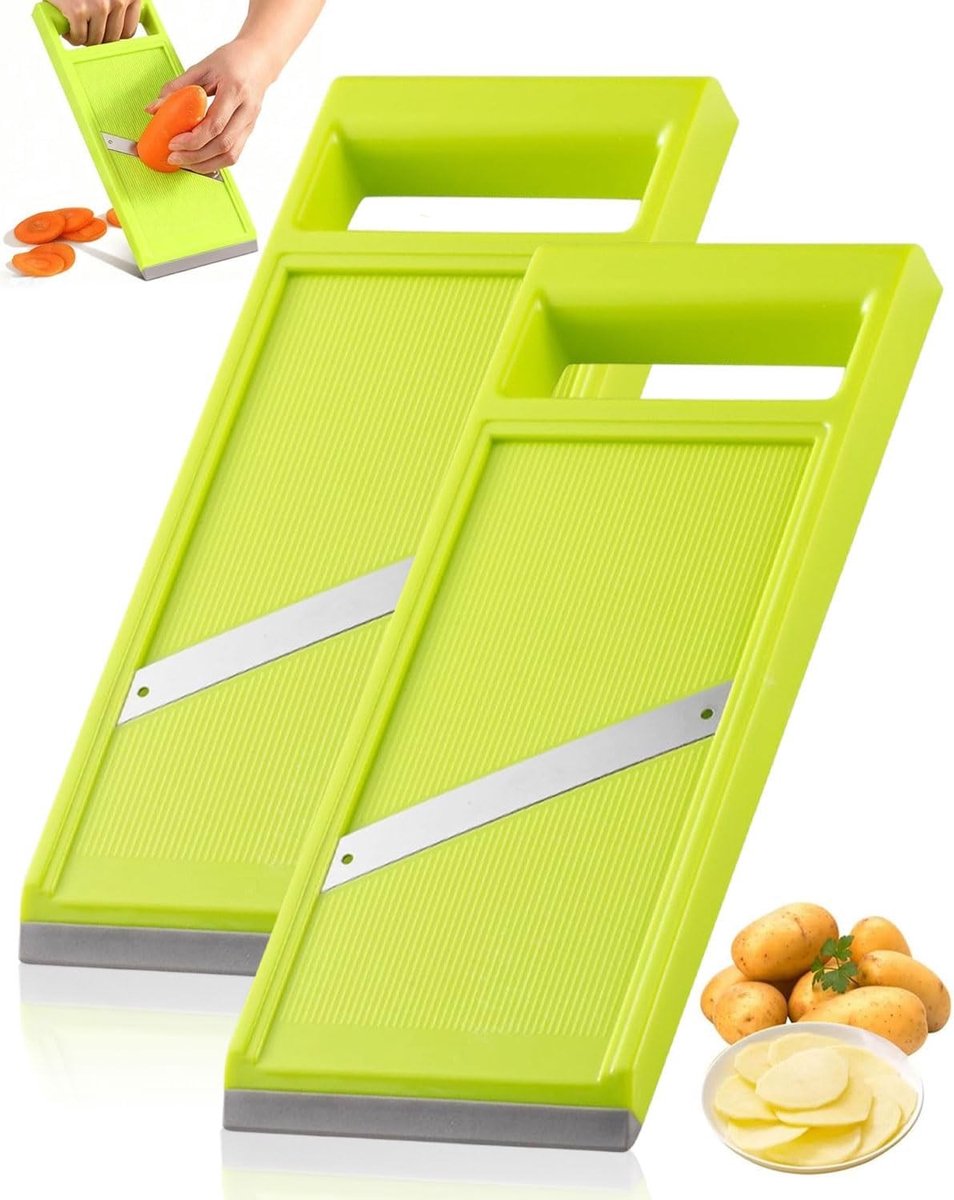 Multifunctionele Groentesnijder - Groen - 2 Stuks - Roestvrij Staal met Ergonomische Handgreep - Voor Keuken en Buiten