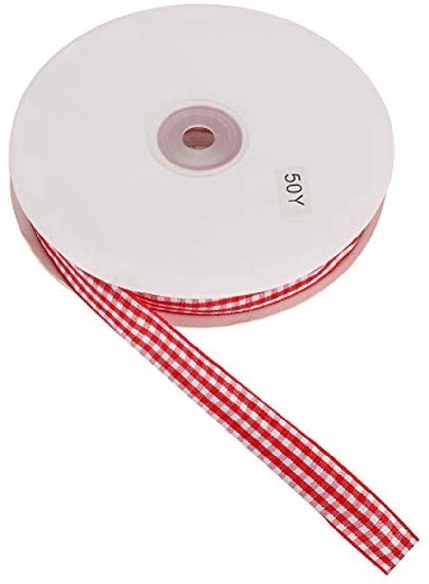 50 Yards Wit Geruit Riem - Hoge Dichtheid - Ideaal voor Kerst Decoratie, Bruiloften en Klussen