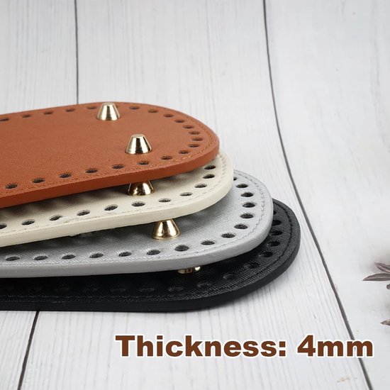 Set van 4 haakjes voor het maken van handtassen, ovalen bodem voor haken, DIY accessoires voor leren tassen en haakprojecten — afbeelding 3