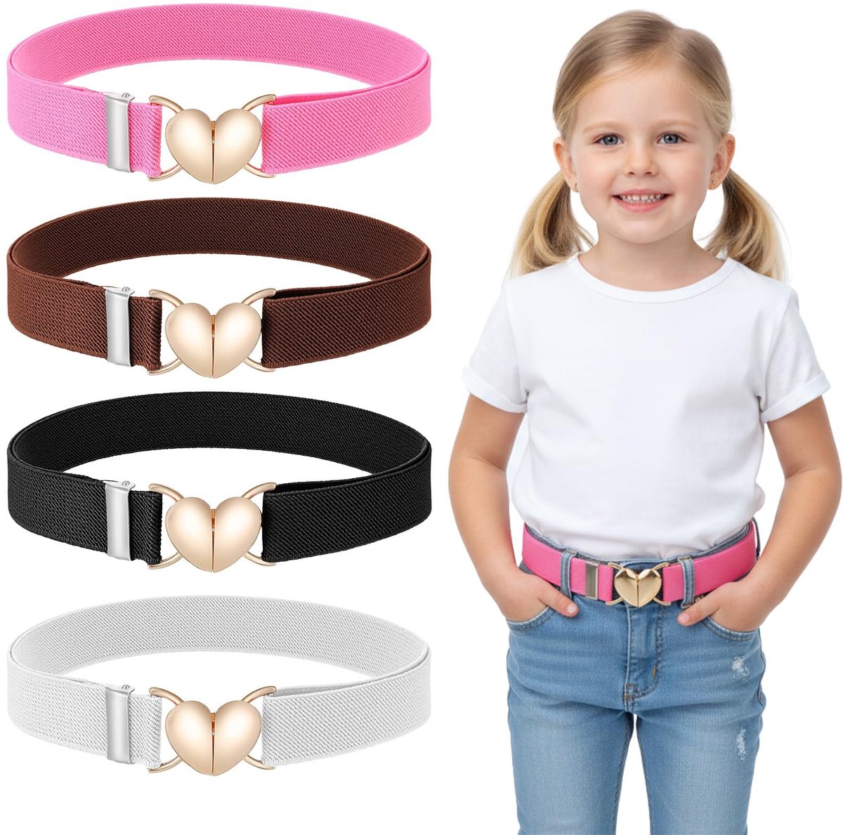 Solidchoice - Set van 4 Aanpasbare Elastische Ceinturen voor Kinderen