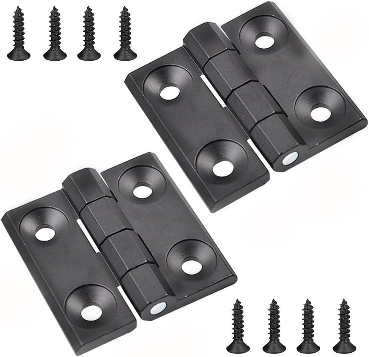 Set van 2 metalen scharnieren 50 x 50 mm, vouwscharnier voor tuin, boot en machinebouw, schroefscharnier in zwart