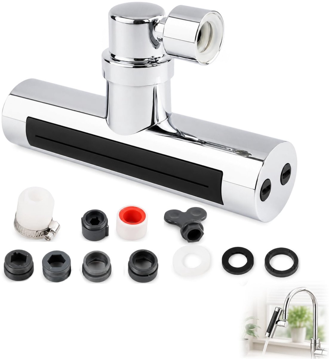 SnelShoppen - Kraanopzetstuk 360° Draaibaar - Multifunctionele 4-in-1 Kraanverlenging met Waterbesparing, Spatbescherming en Beluchters voor Keukens e