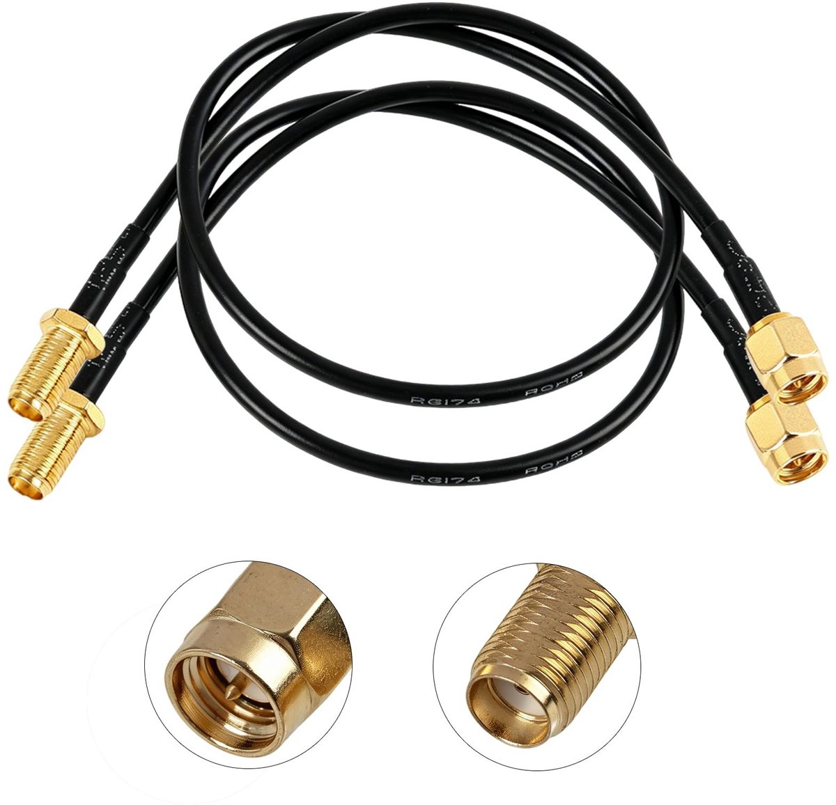 Solidchoice - 2 Stuks 30 cm SMA WLAN Antenne Kabel voor 5G 4G LTE Router