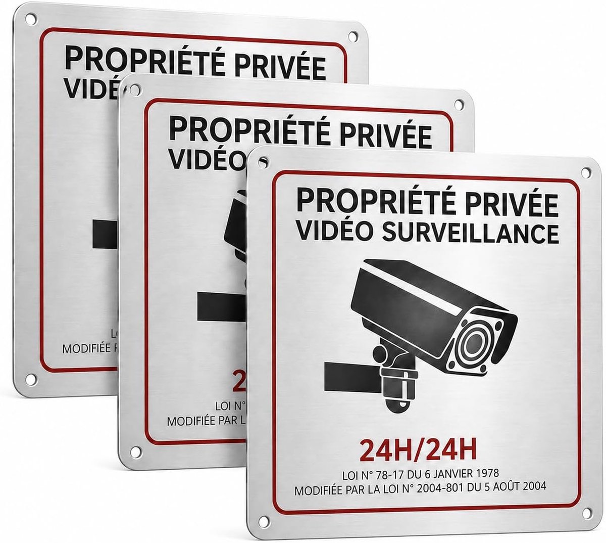 Videobewakingsborden 15 x 15 cm - Aluminium - Set van 3 - Duidelijke waarschuwing voor beveiliging - ShopVlot