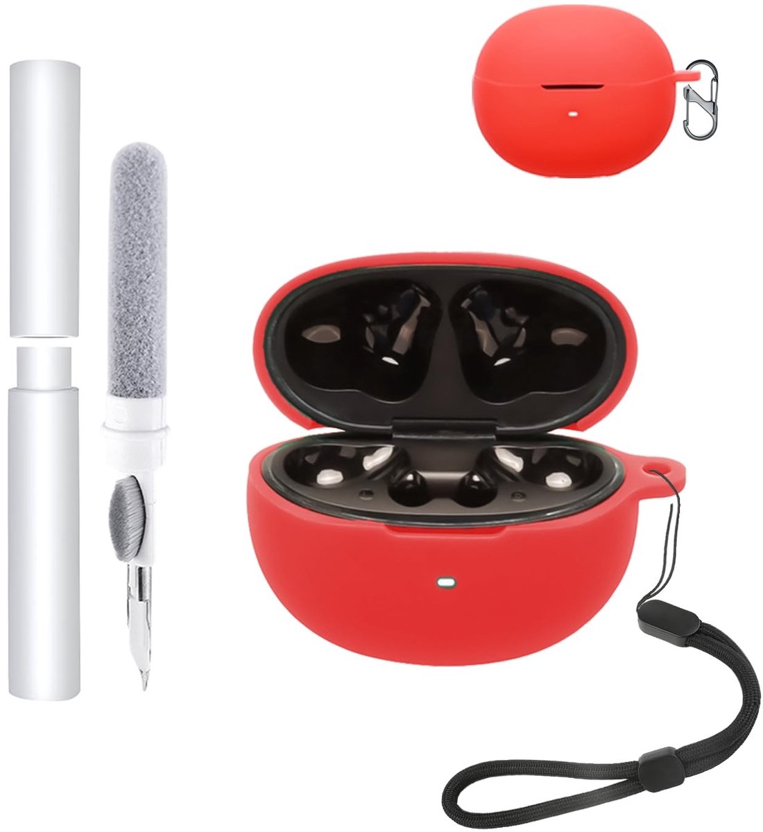 Solidchoice - Silicone Hoes voor QCY MeloBuds N70 Oordopjes met Sleutelhanger