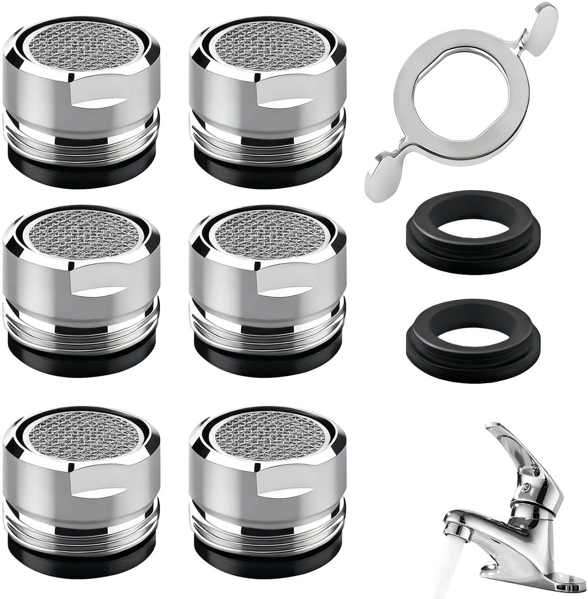 Solidchoice - Set van 6 Vervangbare M24 Kraanaerators met Strainer