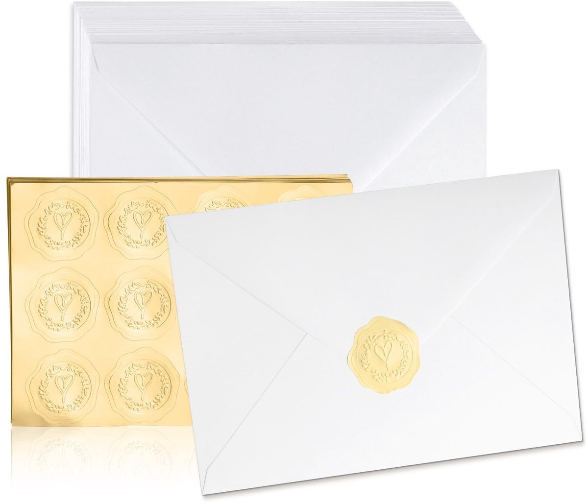 Solidchoice - 50 Stuks A7 Papieren Enveloppen met Gouden Stickers