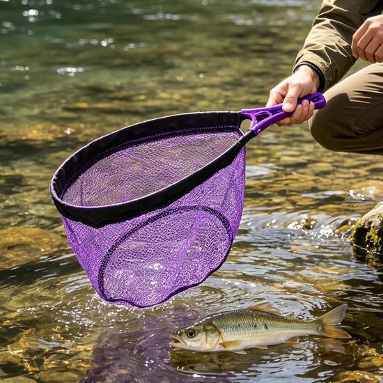 Schepnet Opvouwbaar - Visnet Kajaknet - Vissen Vangen - Anti-Snag Mesh - 50x29x20cm - Paars — afbeelding 3